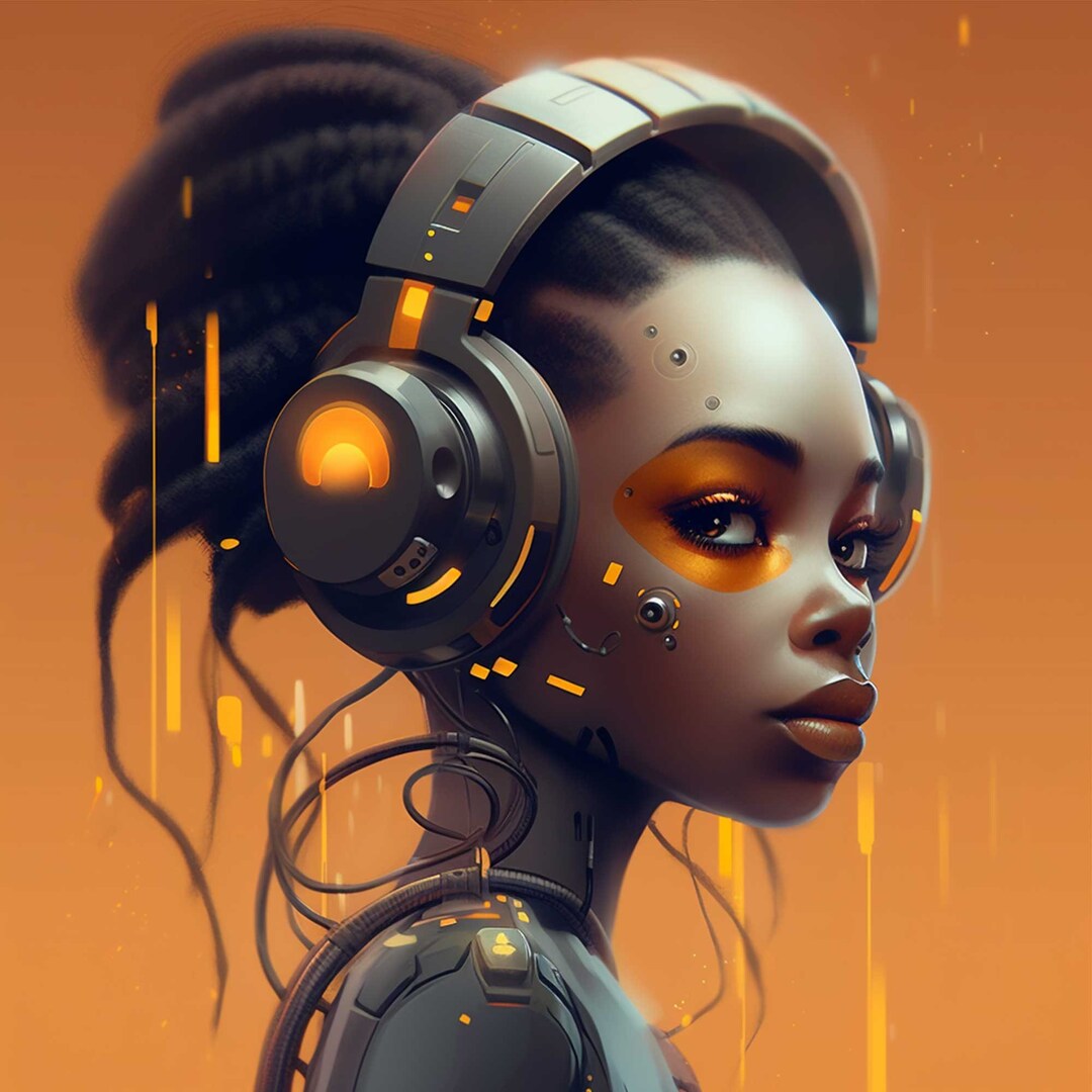 Black Cyberpunk Afropunk Digital Art AI Art Black Art Afrofuturism