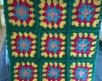 Jute bag covered with Granny tiles