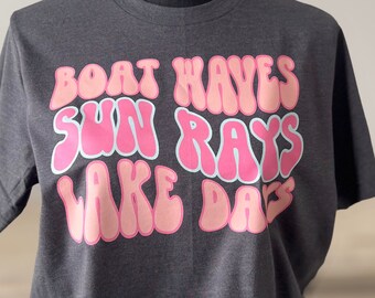 Lake Life T-Shirt: Retro Boat Waves Graphic Tee