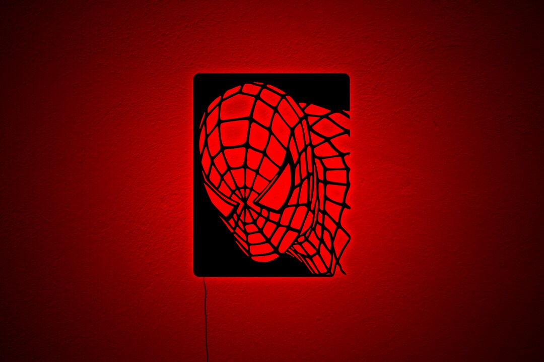 Spiderman Wall Led Sign Marvel Led Light Sign Spiderman Wall Etsy