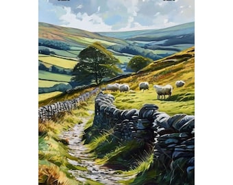 All Creatures Great and Small Horizontal Poster Print, Yorkshire Gift, Yorkshire Dales, Skeldale House, Drovers Arms, Darrowby, PBS
