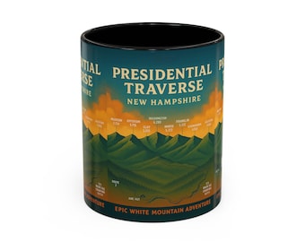 Taza presidencial personalizada, Monte Washington, NH 4000, Franconia Notch, Sendero de los Apalaches, NH 48, Regalo para excursionistas, Salida 32, Lincoln