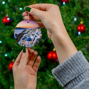 Santorini Sunset Ornament, Santorini Greece Christmas Ornament, Santorini Gift, Greece Ornament, Greek Ornament, Gift For Greek