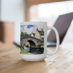 All Creatures Great and Small Bridge Ceramic Mug, (11oz, 15oz), Yorkshire Gift, Yorkshire Dales, Skeldale House, Drovers Arms, Darrowby