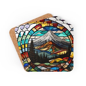 Mount Washington NH Ceramic Glass Mosaic Coaster Set (4) New Hampshire White Mountains Live Free or Die 603 Gift Custom Unique NH 48 4000