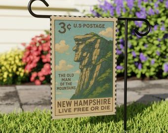 Old Man Of The Mountain Granite State flag, New Hampshire Gift, NH Gift, White Mountains, Live Free or Die, Spring Gift, NH 48 4000