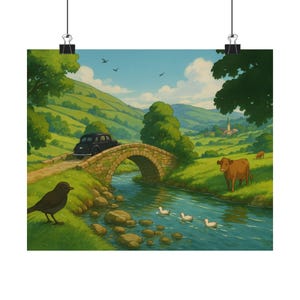 All Creatures Great and Small 11x9 Horizontal Poster Print, Yorkshire Gift, Yorkshire Dales, Drovers Arms, Darrowby, PBS, James Herriot