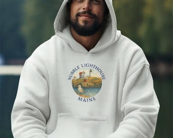Nubble Lighthouse Maine Sweatshirt, Maine Hoodie, Maine Lighthouse Unisex Hoodie, Gift For Lighthouse Lover, Bar Harbor, Kennebunkport