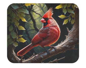 Cardinal Bird Mouse Pad, Bird Lover Gift, Wildlife Desk Accessory, Nature Art Office Decor, Birdwatcher Gift