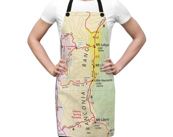 Franconia Ridge Apron, Mount Washington Map Hiking Apron, Mt Lafayette Mt Lincoln Trail Gift, White Mountains Decor, NH Souvenir