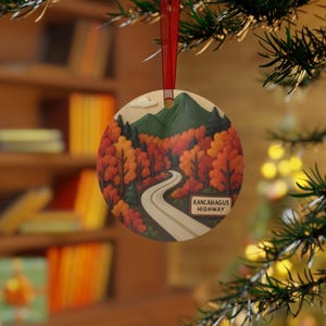 Kancamagus Highway NH Ornament, Lincoln NH Souvenir, Franconia Notch, Mount Washington, NH Custom Ornament, 603, nh 48 4000