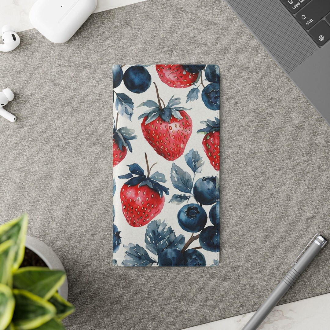 Strawberry Blueberry Vegan Folio Case, Blueberry Samsung Case, Berry ... Strawberry Blueberry Vegan Folio Case, Blueberry Samsung Case, Berry ...