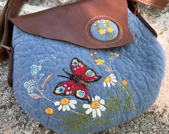Сustom embroidered bag, floral embroidered bag, embroidered crossbody bag