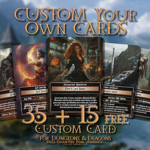 Custom Your Own Cards for DnD - 35 + 15 FREE Custom Cards - RolePlay Game - Full Art