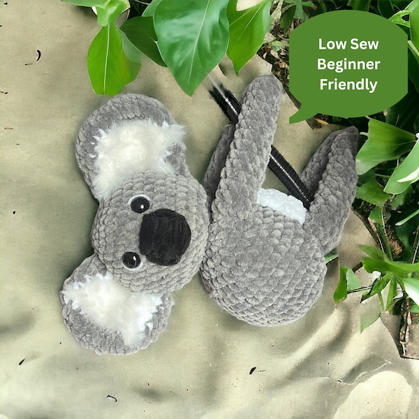 Crochet koala amigurumi pattern Beginner friendly amigurumis patterns Low sew digital tutorial PDF Cute animal pattern Plush for kids