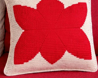 Maple Leaf Mosaic Crochet Pillow Pattern Graph Written Instructions