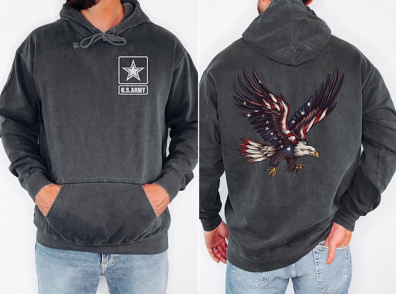 Disegno PNG con aquila della bandiera americana - PNG militare: PNG patriottico, PNG con maglietta dei veterani, PNG USA, PNG della libertà, file di trasferimento DTF, file di stampa DTG immagine 3