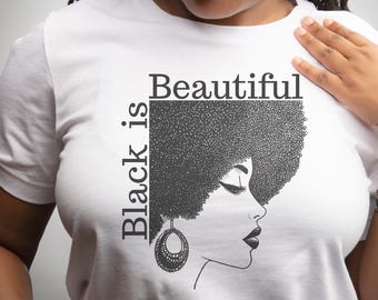 Nero è bello Png, Potenziato Png, Melanina Png, Design a sublimazione, Trasferimento termico DTF, Donne forti Png, Abbigliamento urbano, Png originale