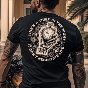Time Is a Thief PNG Design, Urban Streetwear Graphic, Motivational Hustle Sublimation, Retro Biker T-Shirt Print