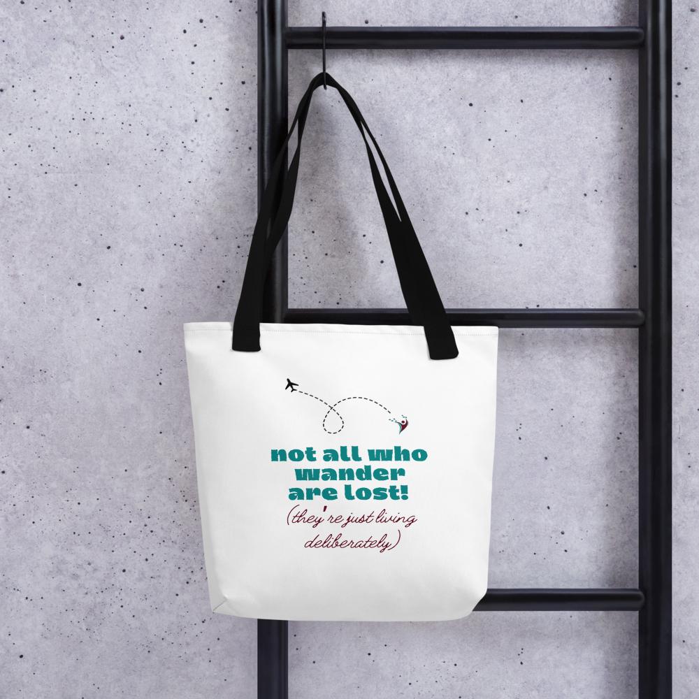 Wanderlust Travel Tote Bag - Not All Who Wander Are Lost Adventure Bag 16x16