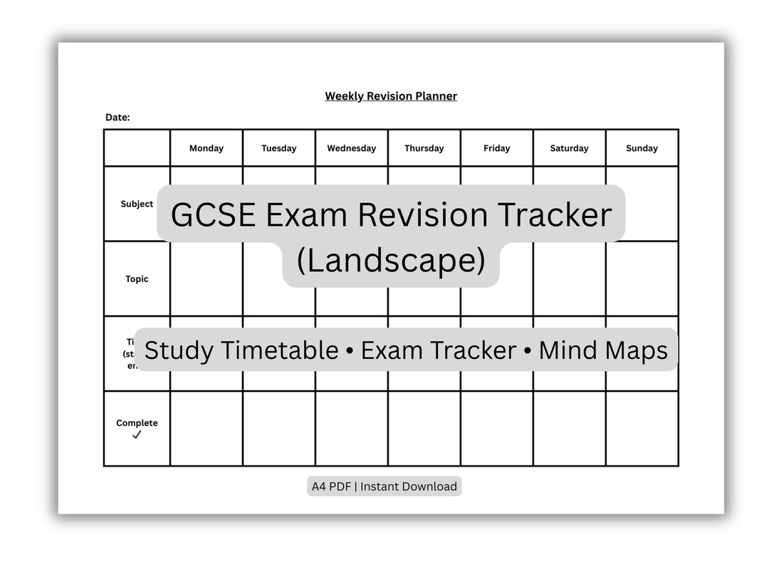 GCSE Exam Revision Tracker | Study Planner & Revision Timetable ...