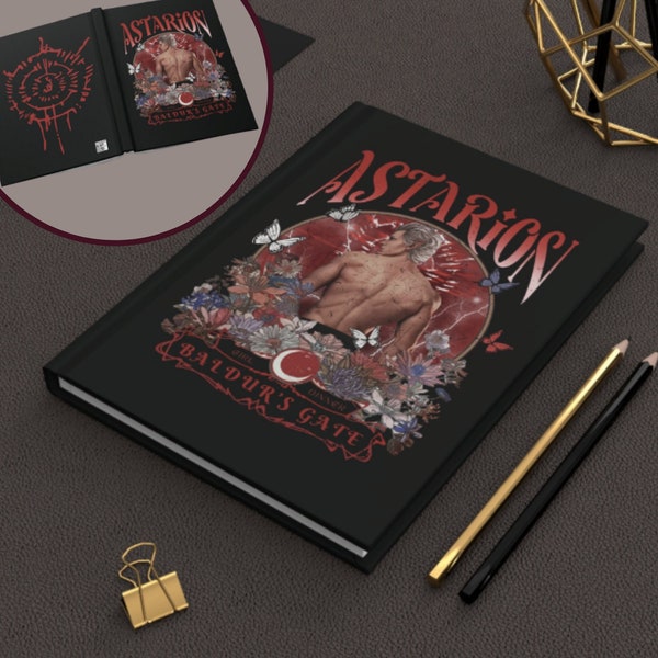 Astarion Black Hardcover Journal Matte Girl dinner Astarion merch Baldurs gate 3 merch journal Blodless Gamers gift