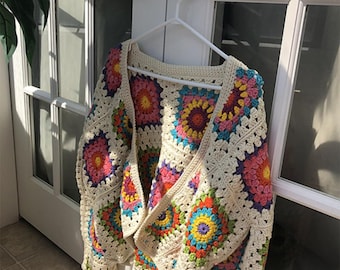 Granny Square Cardigan Crochet Pattern: UK Terms (Digital Download)