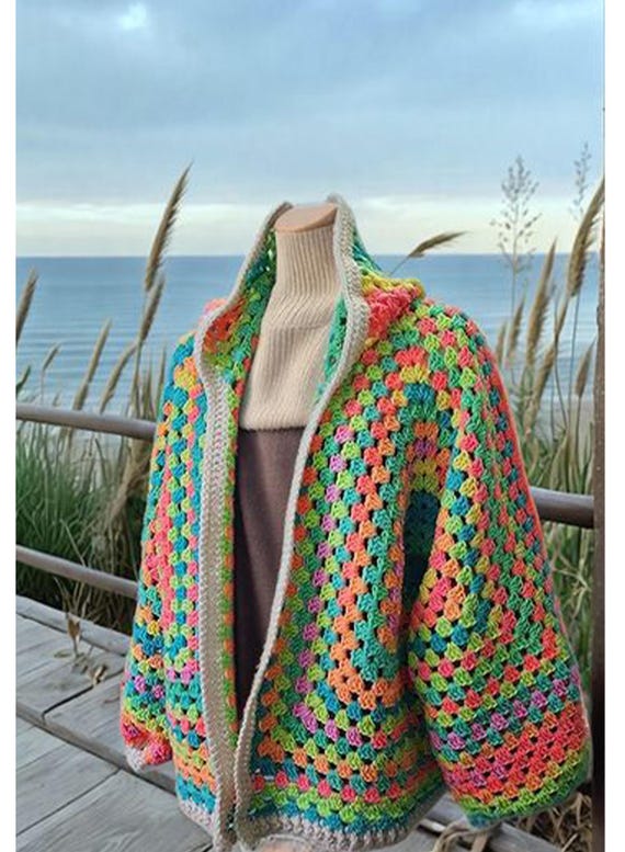 Hexagon Granny Square Hooded Cardigan Crochet Pattern - Etsy