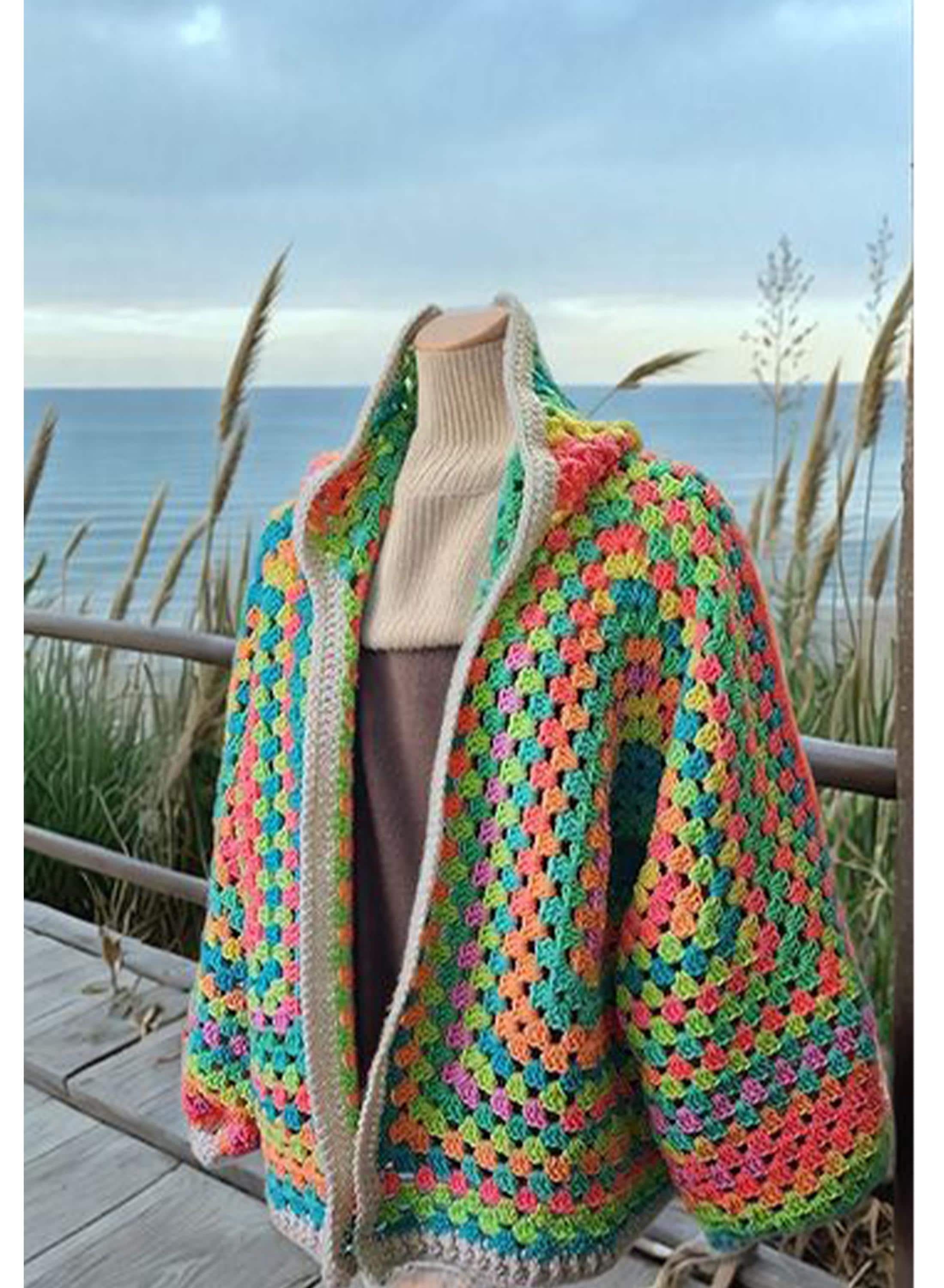 refomed GRANNY カーディガン Hexagon Granny Square Hooded Cardigan Crochet Pattern - Etsy Canada