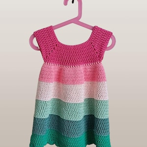 Arcobelano Dress Pattern, Crochet Pattern, Child's Spring Summer Dress, Size 2-3, 3-5, 6-8 Age, ( English )