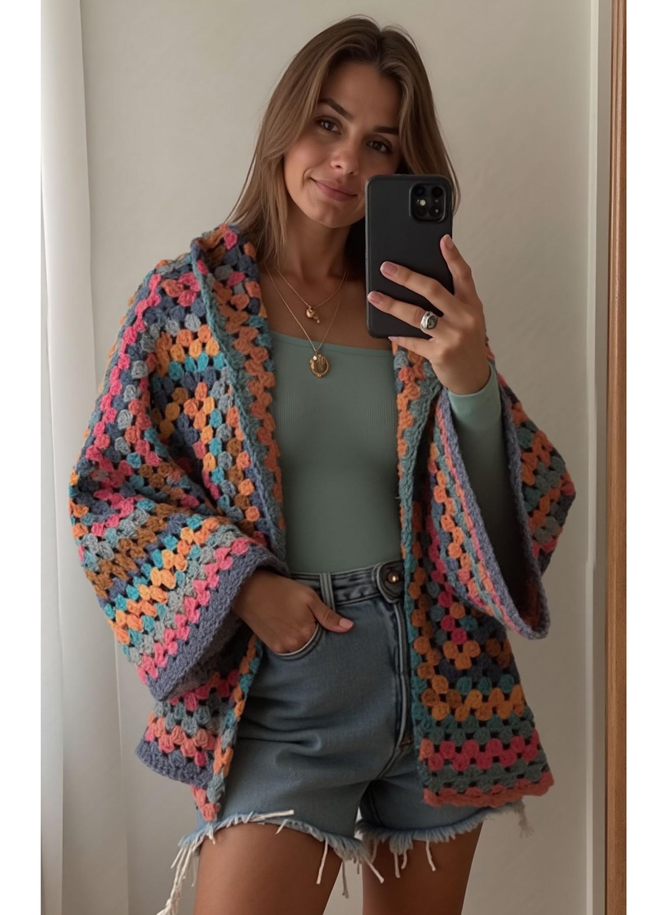 Hexagon Granny Square Hooded Cardigan Crochet Pattern - Etsy