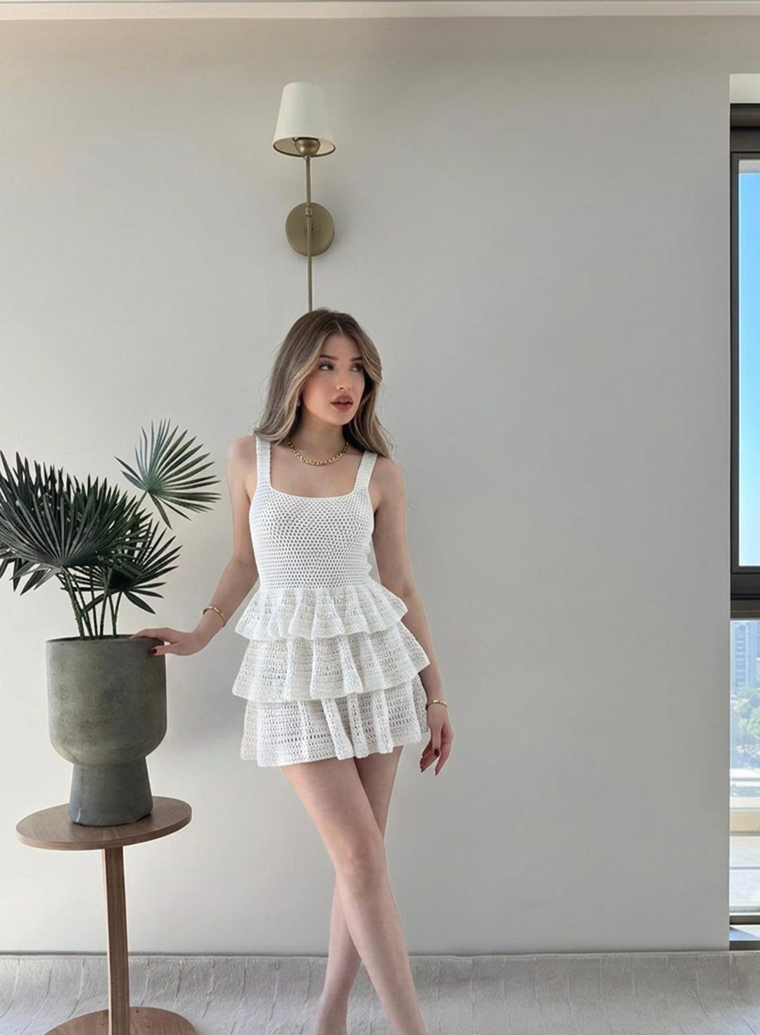 Ruffled Dress Crochet Pattern: Tiered Design, Mini Wedding Dress (PDF)