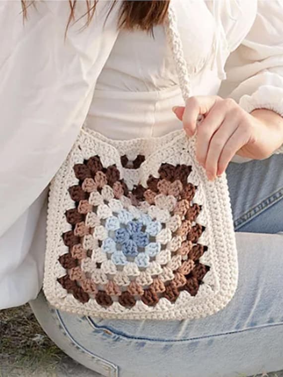 Granny Square Bag Crochet Pattern, Easy Pattern, Handmade Totebag (PDF)