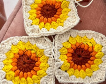 Crochet Pattern, Sunflower Granny Square Bundle (PDF)