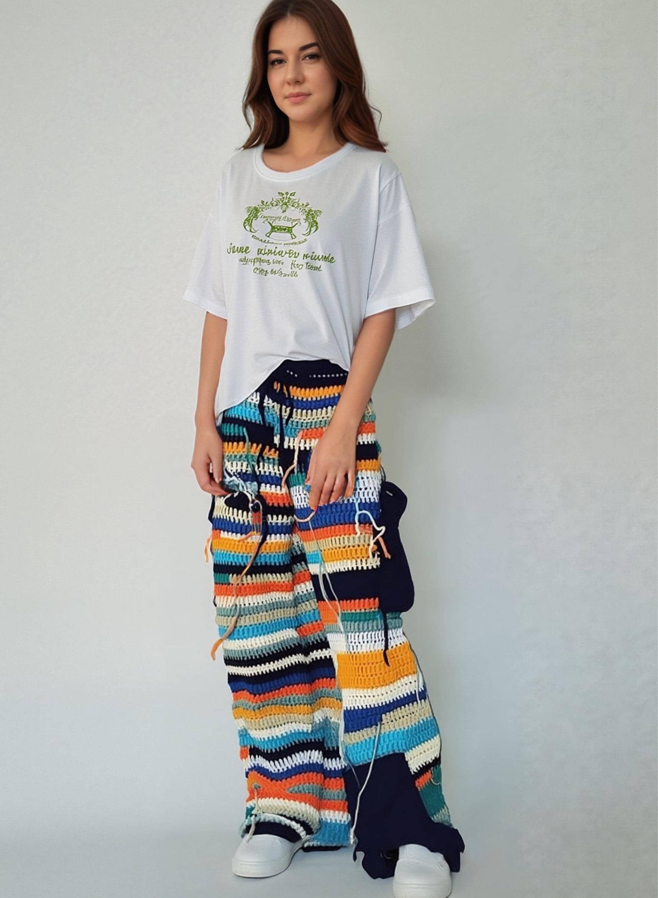 Striped Crochet Pants