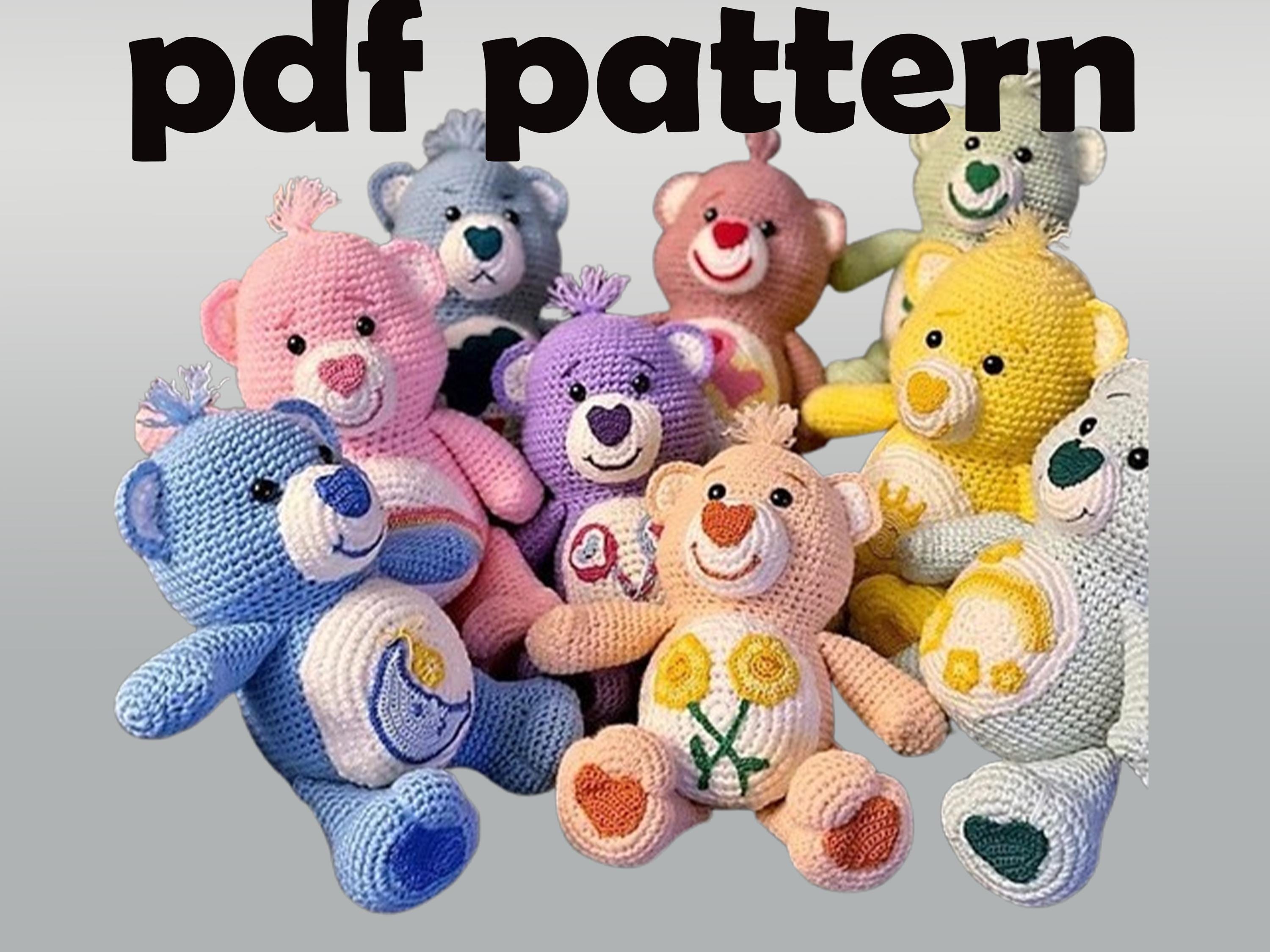 ケアベアのかぎ針編みパターン：14インチのアミグルミベア（英語PDF