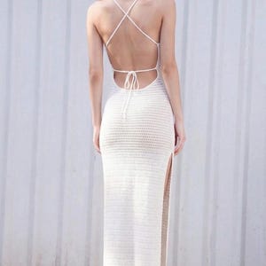 Patina Dress Crochet Pattern: Long Slit Maxi Design, Backless Dress (PDF) image 5