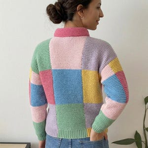 Patchwork Pullover Knitting Pattern Instructions, Sizes S-3XL (PDF) image 4