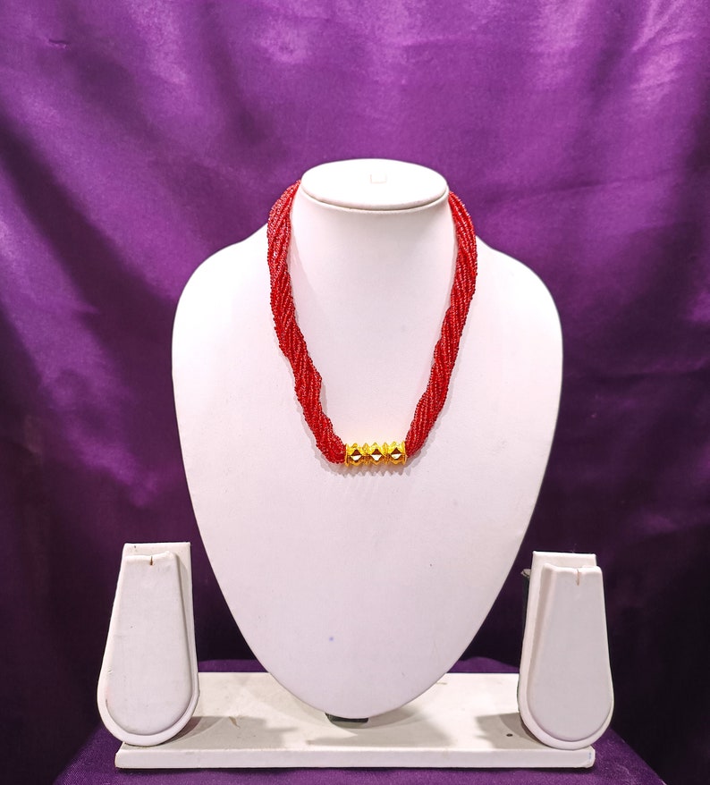 Nepali Red Kanchi Tilhari Neklace for Women Antique Ethnic Indian