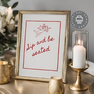 Take A Drink Seating Sign, Wedding Open Bar Sign PDF, Rehearsal Dinner Poster, Sip And Be Seated, Modern Minimalist Wedding Printable A14