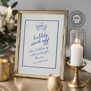 Bubble Send Off Sign, Printable Wedding Sign, Blow Bubbles Of Well Wishes For The New Mr And Mrs, Blow Bubbles Of Well Wishes Poster A20