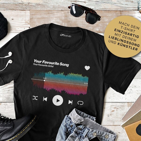 Lieblingssong MP3-Player- T-Shirt | personalisiert Geschenk Musiker | Musik | Favorit | Lieblingslied | Männer  | Herren | Damen