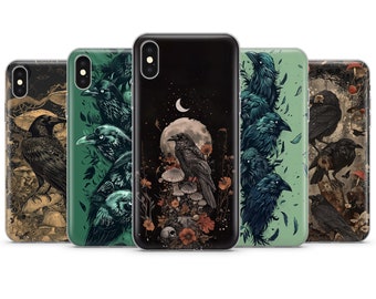 Mystical Raven Phone Case: Gothic Bird Art Cover