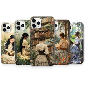 Renaissance art phone case cottage core phone case BOOK LOVER phone case cover for Pixel Samsung iPhone Huawei phone Z74