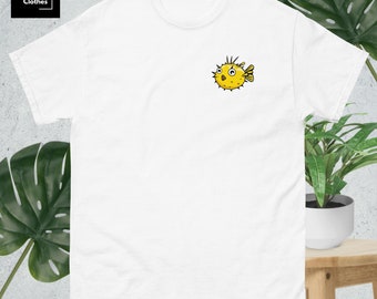 T-shirt męski z zabawną rozdymką – niepowtarzalny styl i wodny urok