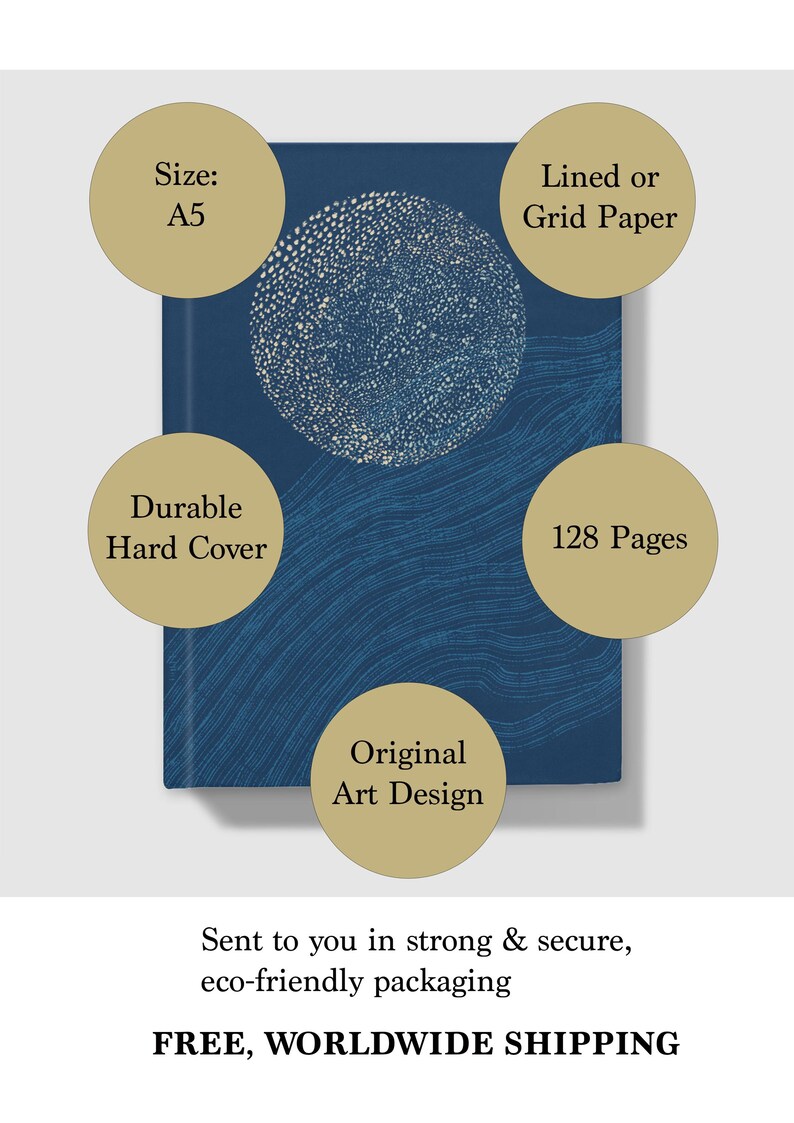 A5 Sketchbook / Notebook / Journal - Hardcover Plain, Blank Paper or Lined, Ruled - Vegan Friendly Student Gift image 7