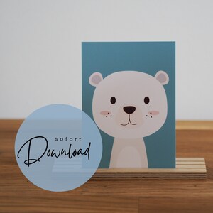 Cartel infantil pequeño oso polar imagen digital para imprimir cartel de la habitación de los niños niños oso ilustración de la habitación del bebé descarga instantánea idea de regalo