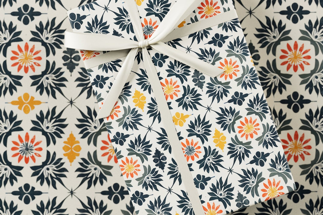 Block Print Wrapping Paper Premium Gift Wrap, Block Print Collection