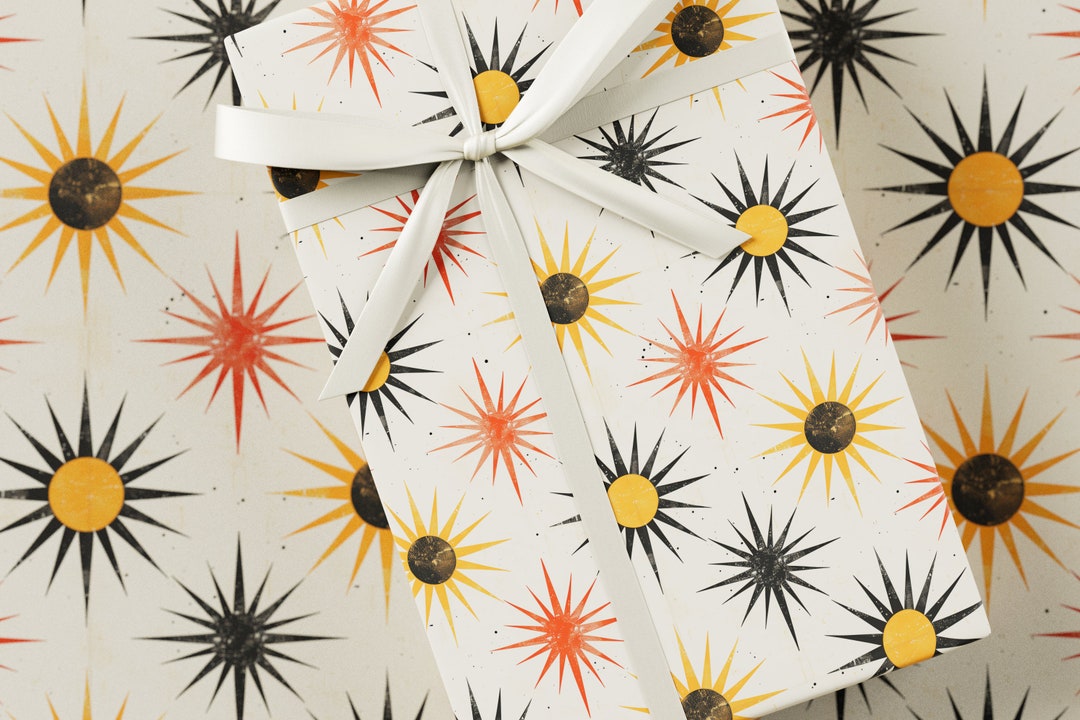 Starburst Block Print Wrapping Paper - Premium Gift Wrap, Block Print ...