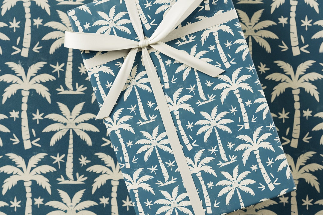 Palm Tree Wrapping Paper - Premium Gift Wrap, Block Print Collection ...